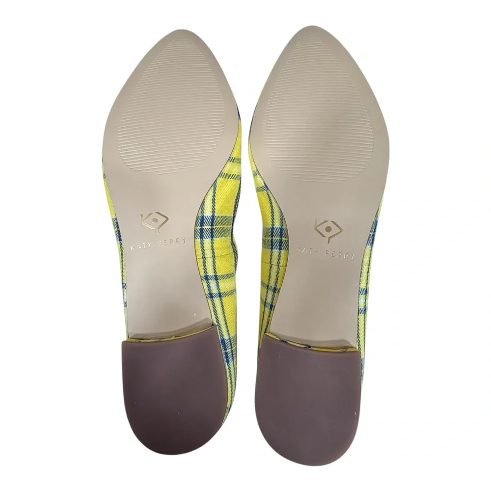 New In Box Katy Perry Collections The Uni Plaid Yellow Flats Size 7.5M - Picture 12 of 12